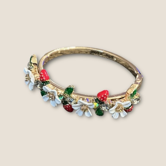 Betsey Johnson Strawberry and Rhinestone Bangle Bracelet - Picture 4 of 5